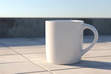 Obraz premium Blank white voyager mug shadow coffee drink.