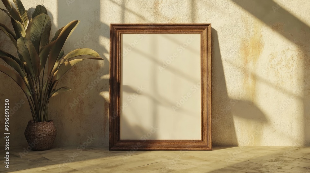 Poster boho style mockup of an empty picture frame