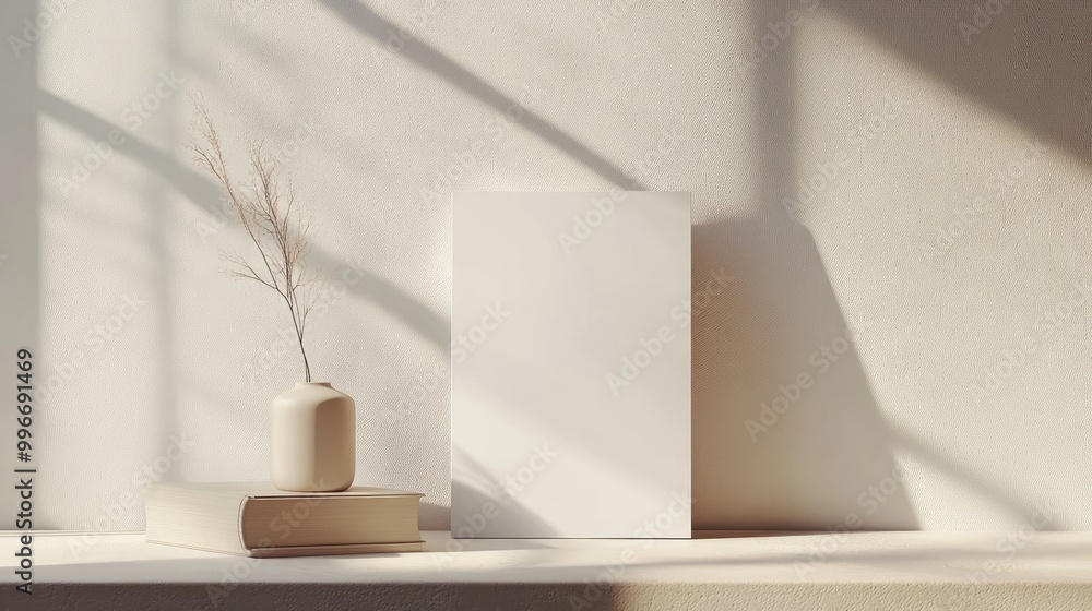 Poster a sleek standing brochure mockup elegantly displayed against a soft backdrop emphasizing its minimal