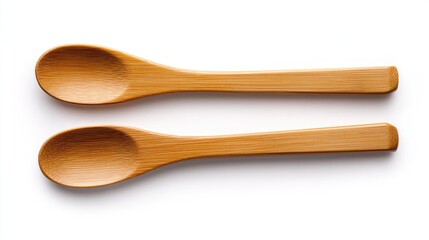 Two elegant bamboo spoons positioned side by side, perfect for cooking, serving, or as a stylish kitchen display.