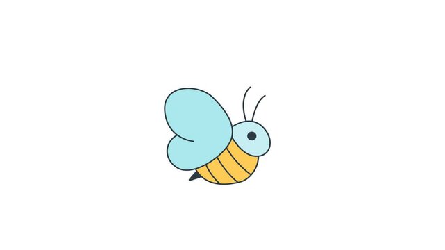 Animated of Bee icon motion graphic animation. Insect concept icon animation