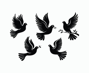 Obraz premium Dove silhouette EPS vector isolated illustration template on a white background