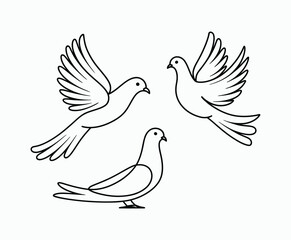 Obraz premium Dove silhouette EPS vector isolated illustration template on a white background