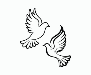 Fototapeta premium Dove silhouette EPS vector isolated illustration template on a white background