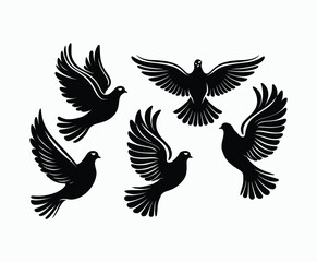 Fototapeta premium Dove silhouette EPS vector isolated illustration template on a white background