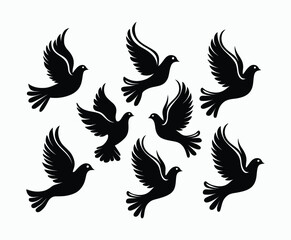Fototapeta premium Dove silhouette EPS vector isolated illustration template on a white background