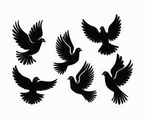 Naklejka premium Dove silhouette EPS vector isolated illustration template on a white background