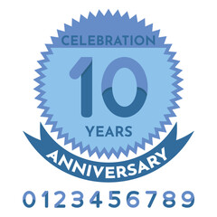 Blue Seal Anniversary Celebration - Blue Seal in Zig Zag Circle with Ribbon and Personalized Numbers to Edit.