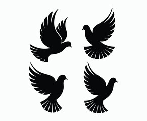 Fototapeta premium Dove silhouette EPS vector isolated illustration template on a white background