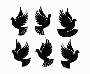 Fototapeta premium Dove silhouette EPS vector isolated illustration template on a white background