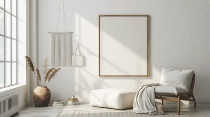 White room with a cross and a painting on the wall with a place to copy