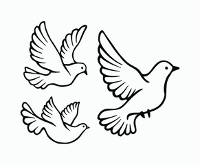 Fototapeta premium Dove silhouette EPS vector isolated illustration template on a white background