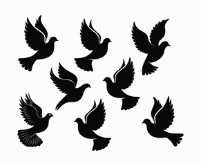 Fototapeta premium Dove silhouette EPS vector isolated illustration template on a white background