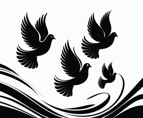 Obraz premium Dove silhouette EPS vector isolated illustration template on a white background