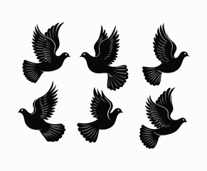 Obraz premium Dove silhouette EPS vector isolated illustration template on a white background