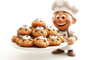 Fototapeta premium 3D Chef Holding Cookies Clipart Design