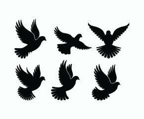 Fototapeta premium Dove silhouette EPS vector isolated illustration template on a white background
