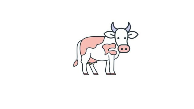 Animated of Cow icon motion graphic animation. Animal concept icon animation