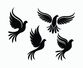 Obraz premium Dove silhouette EPS vector isolated illustration template on a white background