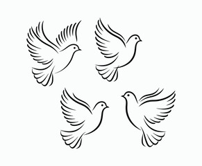 Obraz premium Dove silhouette EPS vector isolated illustration template on a white background