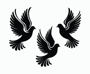 Obraz premium Dove silhouette EPS vector isolated illustration template on a white background