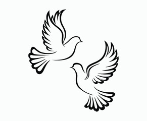 Obraz premium Dove silhouette EPS vector isolated illustration template on a white background