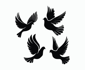 Obraz premium Dove silhouette EPS vector isolated illustration template on a white background