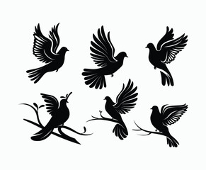 Obraz premium Dove silhouette EPS vector isolated illustration template on a white background