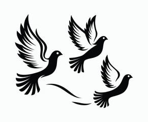 Obraz premium Dove silhouette EPS vector isolated illustration template on a white background