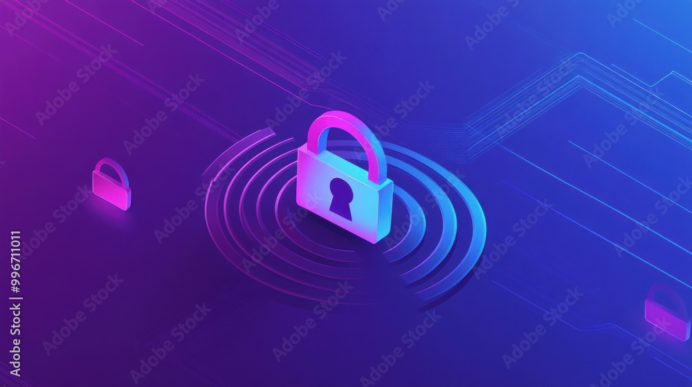 Poster a digital illustration of a padlock symbolizing security and data protection.