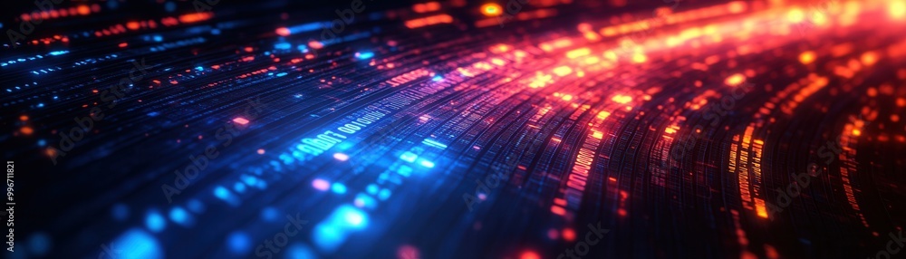 Poster vibrant light trails in red and blue, representing speed and motion. a dynamic abstract background f