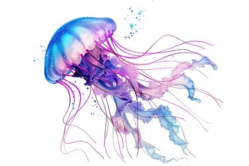 Fototapeta premium Drawing jellyfish animal white background invertebrate.
