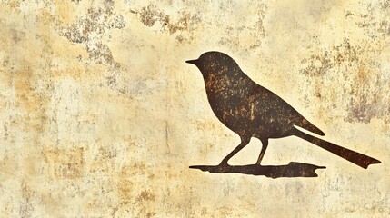 Fototapeta premium Silhouette, Shadow of Bird on Stone Background, Minimalist Drawing Art, Abstract Image, Texture, Pattern Background, Wallpaper, Cover and Screen of Smartphone, PC, Laptop, 9:16 and 16:9 Format