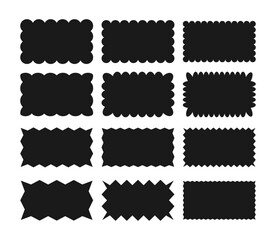 Rectangular silhouette text boxes with wavy and zigzag edges set