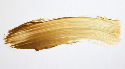 A single elegant brushstroke of gold paint gracefully curves across a smooth white canvas, showcasing the beauty of modern artistic techniques