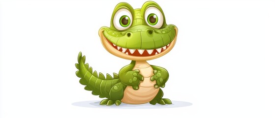  A green alligator with a big smile on its face