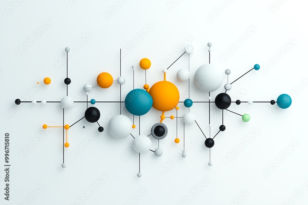 Poster minimal representation of the hormone pathways within the endocrine system, using modern, clean line