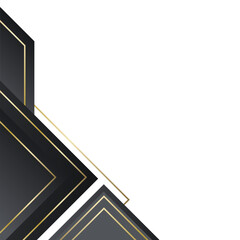 Elegant geometric corner border with black and gold decorative