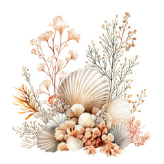 Obraz premium Collection of Seashells and Coral in Neutral Tones 