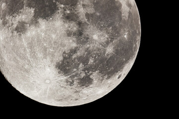 Full Moon detail. Telescope 1200mm. Real image