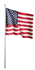 Obraz premium A vibrant American flag waving proudly against a clear sky, symbolizing freedom, unity, and patriotism.