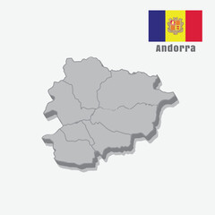 3D map of Andorra isolated on white background