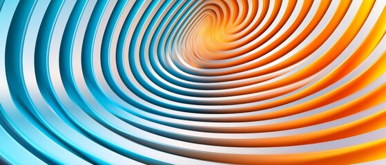 Naklejka premium A spiral image, composed of blue, yellow, and orange hues, centers around a white hub