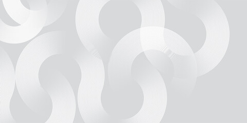 Abstract white glowing geometric lines on grey background. Modern shiny blue circle lines pattern. Futuristic