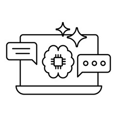 Conversational AI Workflow Icon. Representing AI Workflow Automation. System Dialogue Management. AI Conversation Processing. User Interaction Automation. Vector Editable icon.
