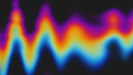 Grainy psychedelic gradient banner background featuring vibrant rainbow colors like red, blue, yellow, orange, and purple with a noisy texture for a bold poster header design
