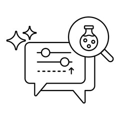 Prompt Testing Icon. Representing AI Prompt Validation. Input Testing. Prompt Debugging. System Prompt Optimization. Vector Editable icon.