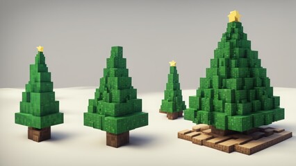 christmas tree with gifts, pixels