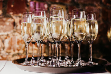 champagne glasses on the table
