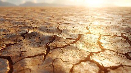 Fototapeta premium Dry Cracked Earth Under Bright Sunlight